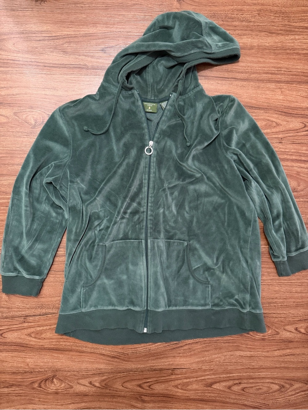 Mountain Lake Olive Green Velour Zip Hoodie